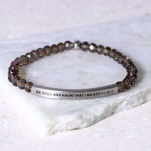 The Inspiration Co "Inspire Me" Bracelet, Black Diamond Crystal (S 6-7in) / NIB